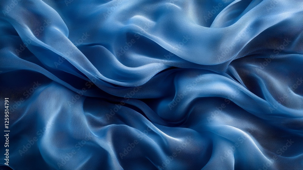 Blue Silk Waves Background, Generative AI Blue Silk Waves Background, Generative AI