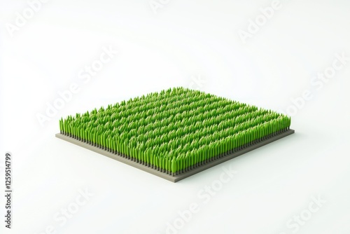 3D crop field design, high-resolution agricultural icon on white background.