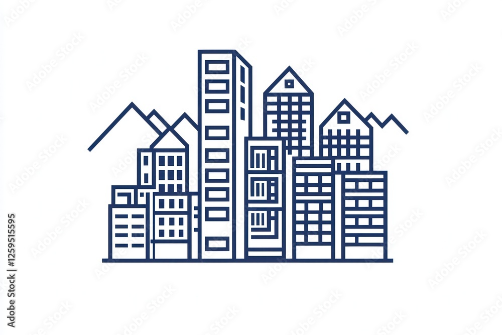 3D glyph icon of building blocks in outline form, solid white backdrop. 3D glyph icon of building blocks in outline form, solid white backdrop.