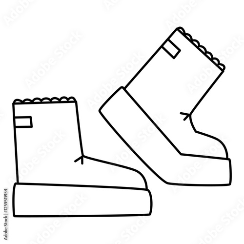 Casual flat boots. Winter shoes. Flat line vector illustration, eps10