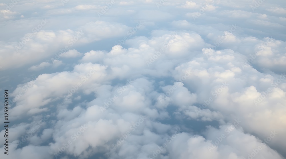Aerial View of Fluffy White Clouds and Blue Sky on Sunny Day Aerial View of Fluffy White Clouds and Blue Sky on Sunny Day