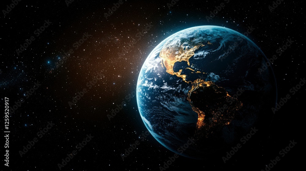 Obraz premium Earth at Night from Space North and Central America Illuminated