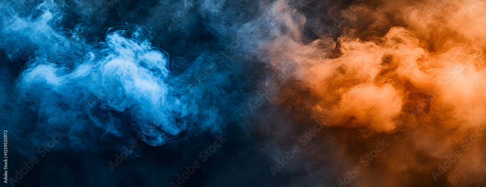 Blue and orange smoke swirls. Abstract background Blue and orange smoke swirls. Abstract background