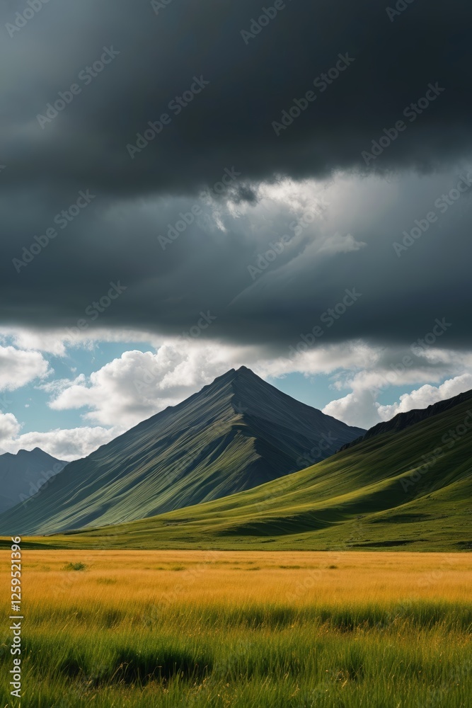 Obraz premium there is a lone horse standing in a field of grass