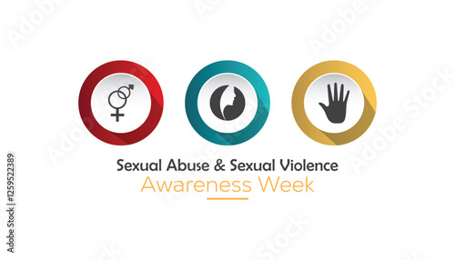February is Sexual Abuse and Sexual violence awareness week. Vector template Design for banner, greeting card, poster, prints, social media post ,flyer , T shirt with background.