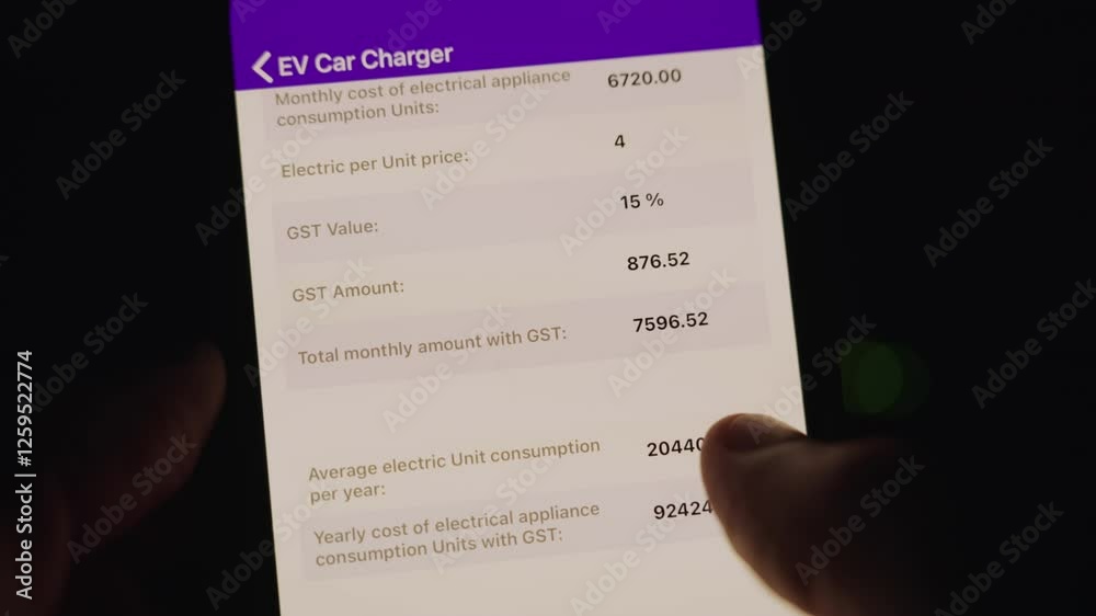 Electric Vehicle Charging Power Consumption Data in Mobile App. EV ...