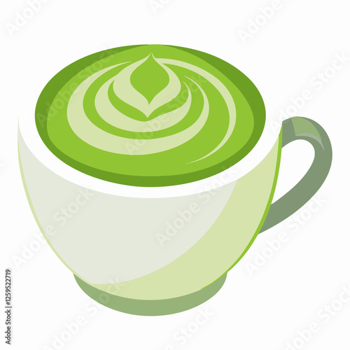 Matcha Latte Art: A steaming cup of matcha latte, adorned with intricate leaf-shaped latte art, promises a moment of tranquility and delightful taste.