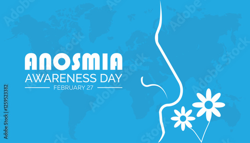 February is Anosmia Awareness Day. Vector template Design for banner, greeting card, poster, prints, social media post ,flyer , T shirt with background.