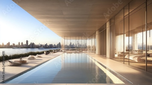 Wallpaper Mural A high-rise penthouse with Dust Sunlight interiors and large panoramic windows. Torontodigital.ca