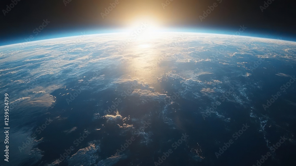 Fototapeta premium Photo of Earth with sunrise