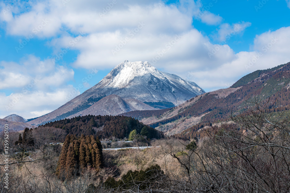 Fototapeta premium 冬の由布岳 青空に映える豊後富士の雄大な姿