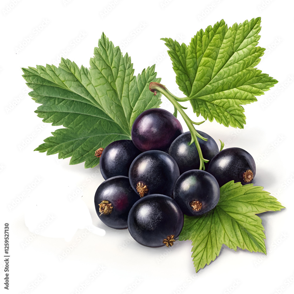 Fototapeta premium black currant isolated on white