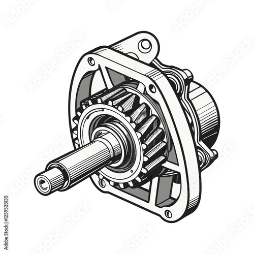 Car combustion engine Gearbox vector art hand-drawn silhouette design