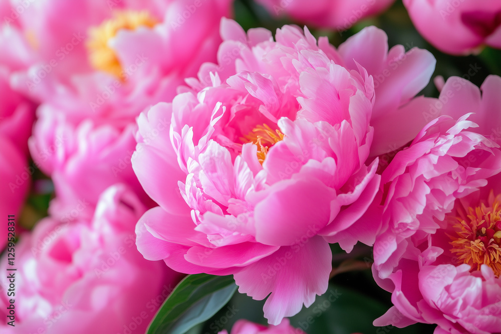 Rich bouquet of large pink peonies close-up. Fragrant beautiful flowers. Romantic beautiful bouquet for Valentine's Day, March 8th, anniversary, birthday. Rich bouquet of large pink peonies close-up. Fragrant beautiful flowers. Romantic beautiful bouquet for Valentine's Day, March 8th, anniversary, birthday.