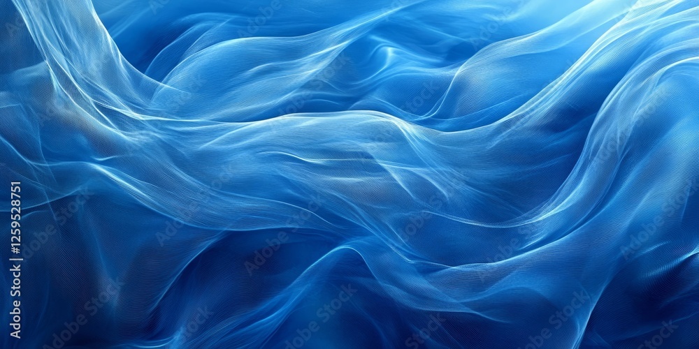 Fototapeta premium Blue Silk Waves Background, Generative AI