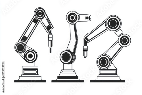 3D Glyph Line Icon depicting robotic arms for enhancing industrial efficiency.