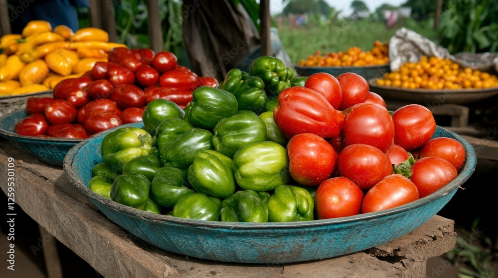 Vibrant Fresh Produce at an African Market Stall Vibrant Fresh Produce at an African Market Stall