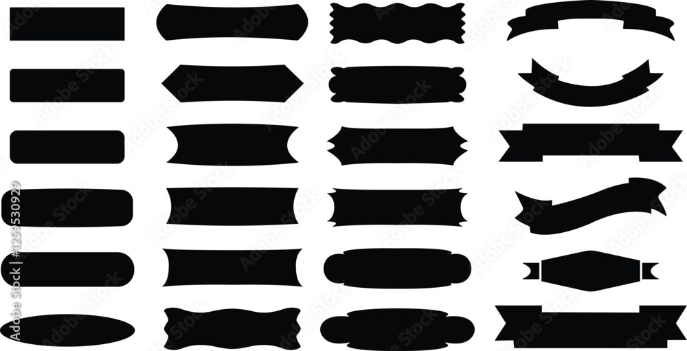 Ribbon Modern simple ribbons icon in flat set Vintage ribbon banner isolated on transparent background use in Hello, Thank You, old school graphic elements, Restaurant. Vector for apps website