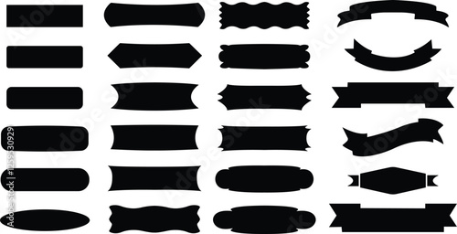 Ribbon Modern simple ribbons icon in flat set Vintage ribbon banner isolated on transparent background use in Hello, Thank You, old school graphic elements, Restaurant. Vector for apps website