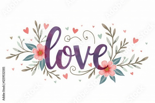 Love typography heart image, 