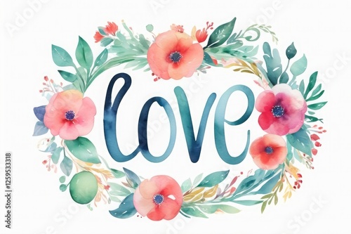 Love typography heart image, 