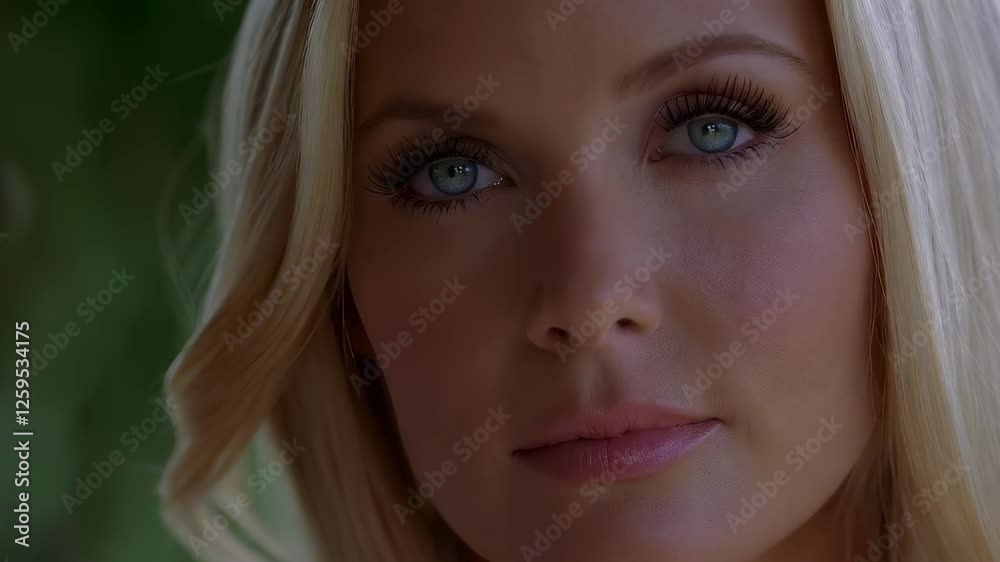 Video Player Interface Displaying a Close-up of a Woman's Face Video Player Interface Displaying a Close-up of a Woman's Face