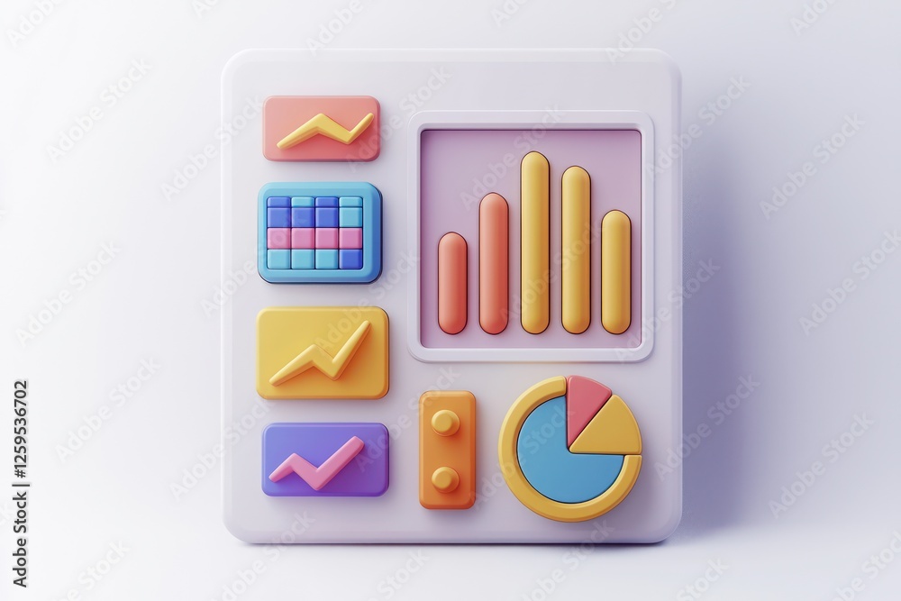 3D data analysis icon, modern minimalist design with sharp lines on white background. 3D data analysis icon, modern minimalist design with sharp lines on white background.