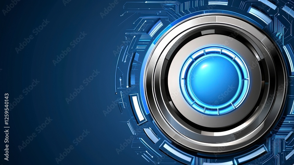 Futuristic Technology Circle with Blue Light and Circuit Graphic Design Futuristic Technology Circle with Blue Light and Circuit Graphic Design