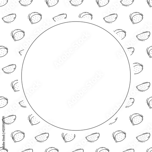 bread frame. doodle bakery circle frame. hand drawn bread frame background. bakery background