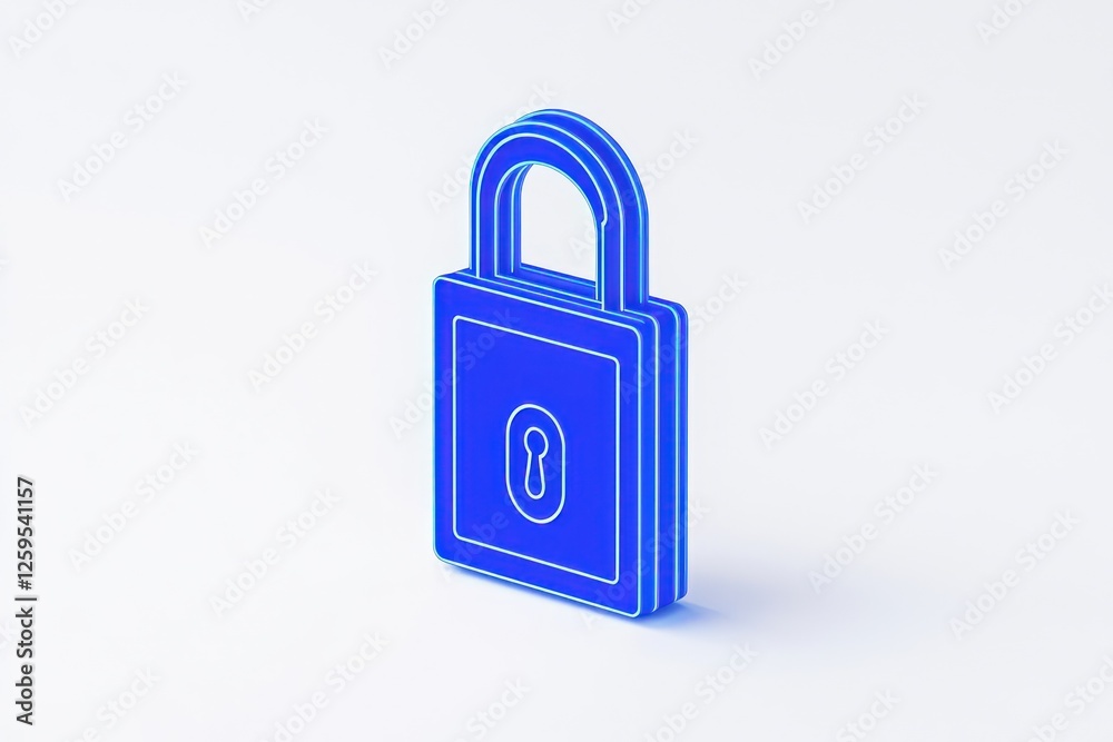 3D glyph line symbol for smart locks with advanced security features on a clean white background. 3D glyph line symbol for smart locks with advanced security features on a clean white background.
