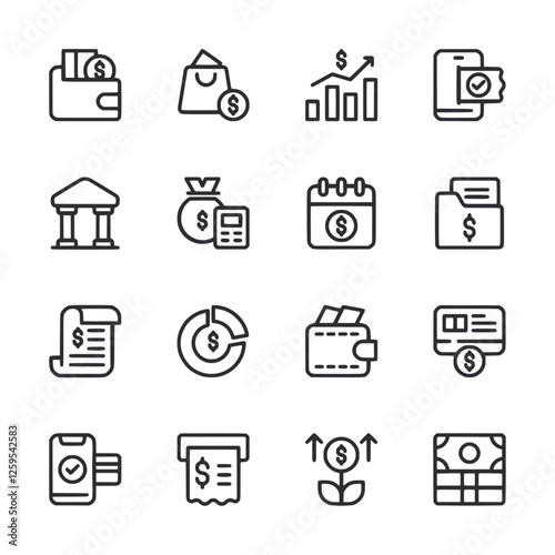 A set of icons for money and finance