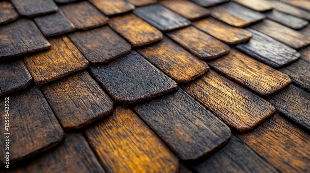 Close-up of dark brown wooden shingles, textured and overlapping. Ideal for backgrounds, textures, or rustic designs showcasing aged wood. Close-up of dark brown wooden shingles, textured and overlapping. Ideal for backgrounds, textures, or rustic designs showcasing aged wood.