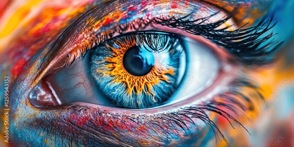 Obraz premium Vibrant Iris: A Close-Up Masterpiece of Colorful Eye