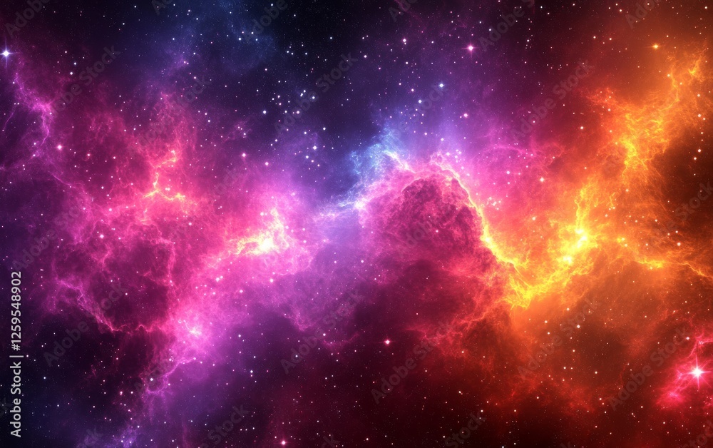 Abstract cosmic fiery nebula background. Featuring cosmic fiery nebula with vivid colors. Emphasizing depth and intense glow. Ideal for space and artistic themes.
