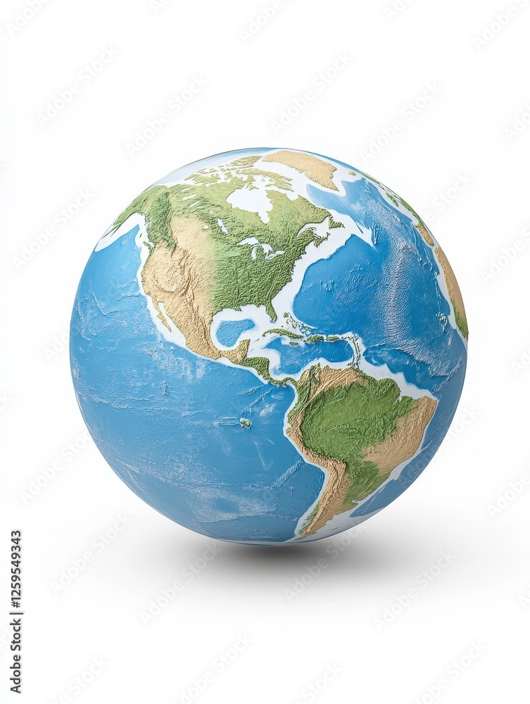 3D Model Earth, Continents, Water Bodies, Isolated On White 3D Model Earth, Continents, Water Bodies, Isolated On White