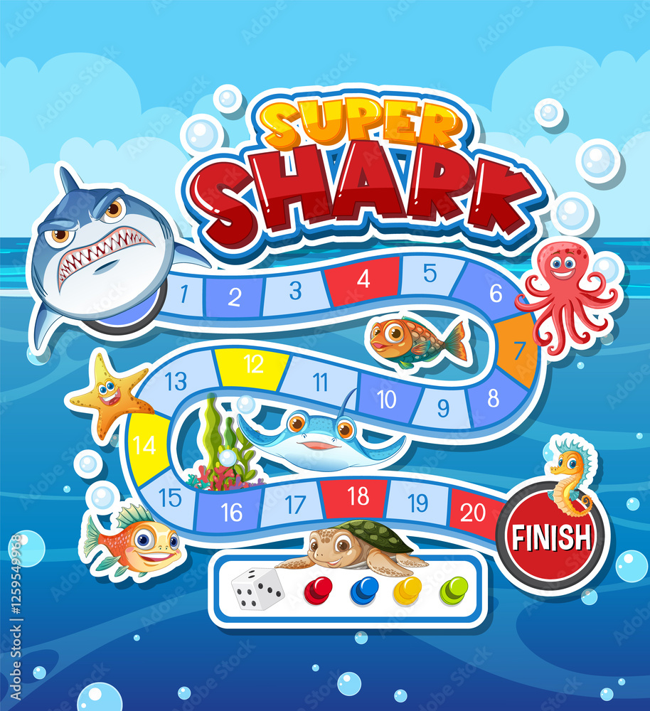 Colorful ocean-themed board game with marine animals Colorful ocean-themed board game with marine animals