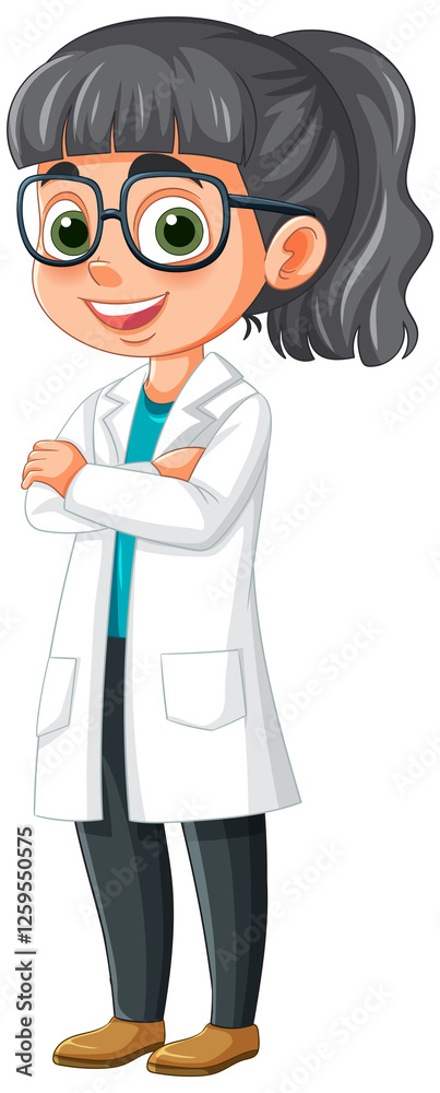 Cartoon scientist with glasses and lab coat Cartoon scientist with glasses and lab coat