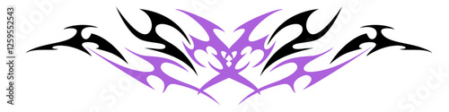 Neo tribal y2k gothic style tattoo Cyber sigilism spikes and sparks for streetwear print designs, spiky y2k aesthetic vector set