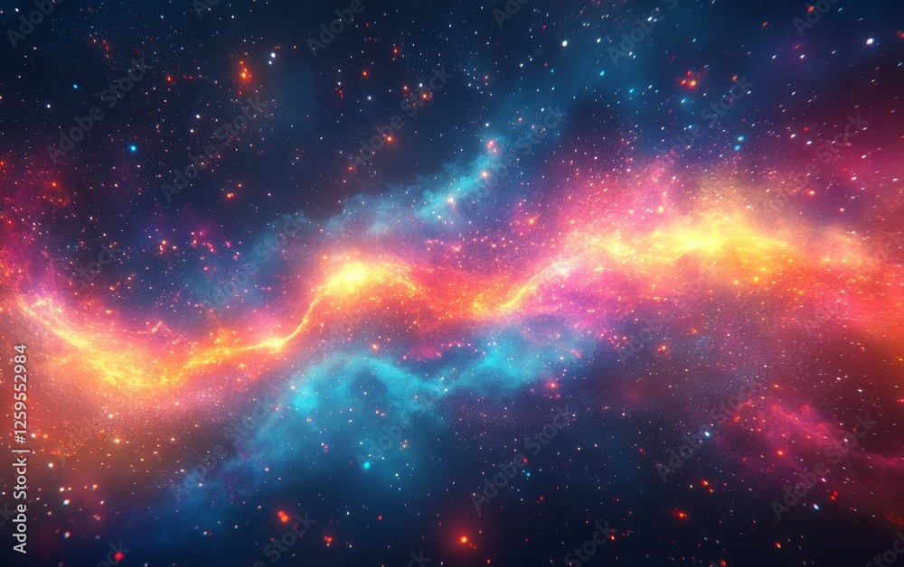 Fototapeta premium Abstract cosmic flare patterns background. Featuring cosmic flare patterns and bright colors. Emphasizing depth and radiant brilliance. Ideal for space and artistic themes.