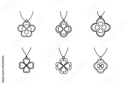 clover pendant line art vector illustration