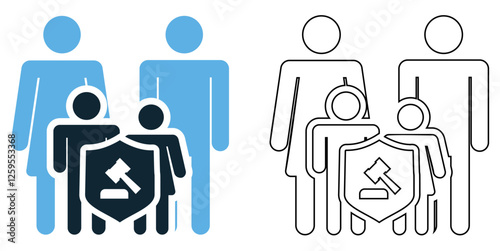 Family law icon vector, legal, justice, and relationship themes