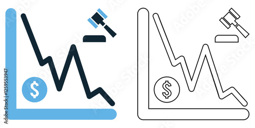 Bankruptcy law icon vector, financial, legal, and economic themes