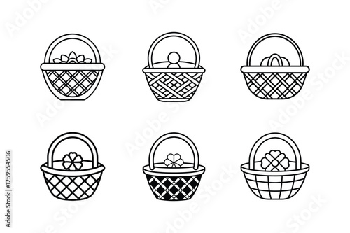 irish basket icon line art vector illustration