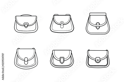 leather pouch line art vector illustration
