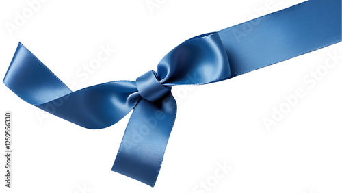 Elegant Blue Satin Ribbon Bow on Black Background
