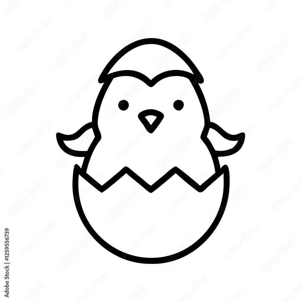 Outline icon of an Easter chick hatching from an egg
Outline icon of an Easter chick hatching from an egg