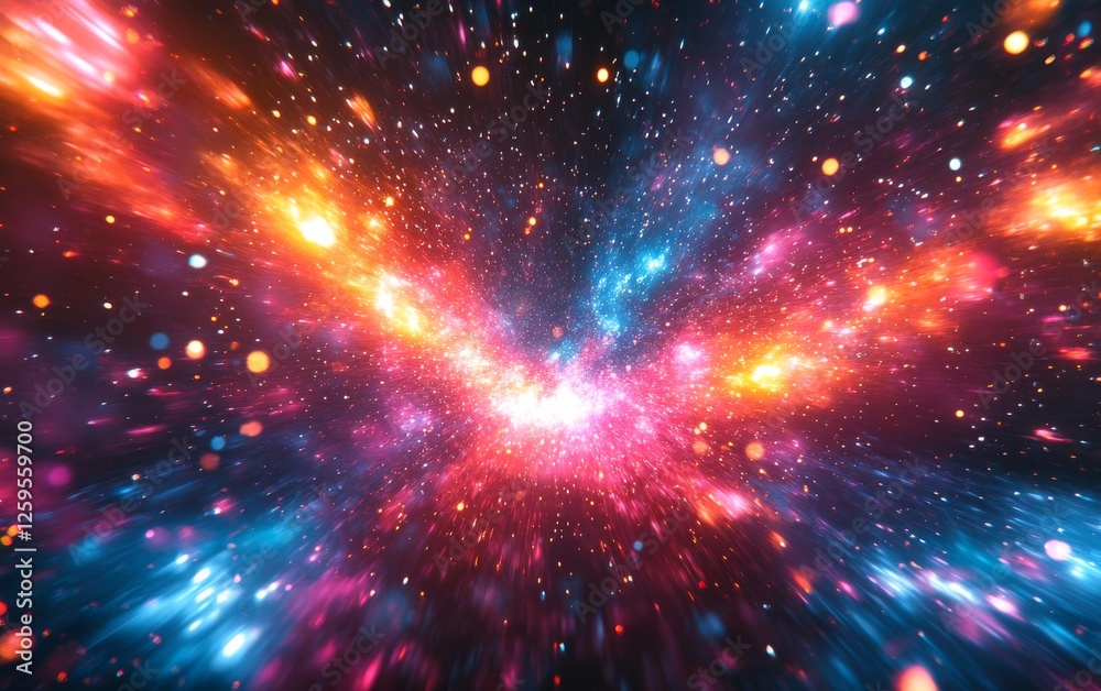 Fototapeta premium Abstract cosmic glow bursts background. Featuring cosmic glow bursts and vivid colors. Emphasizing movement and depth. Ideal for space and artistic themes.