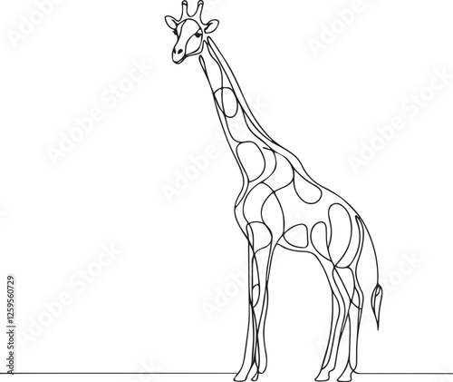 Simple Giraffe Line Art Illustration