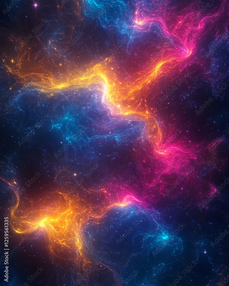 Obraz premium Abstract cosmic glow patterns background. Featuring cosmic glow patterns and vivid colors. Emphasizing depth and brilliance. Ideal for space and artistic themes.