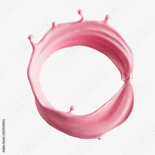 3D Render of a strawberry Liquid Splash in Motion